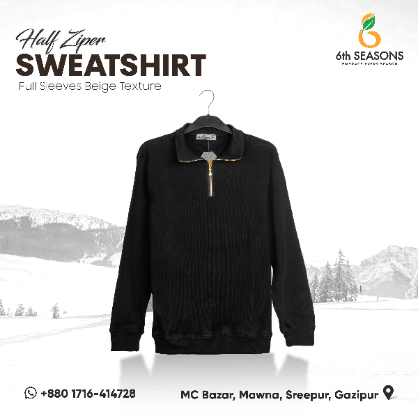 Half Zip Sweatshirt - Black - M