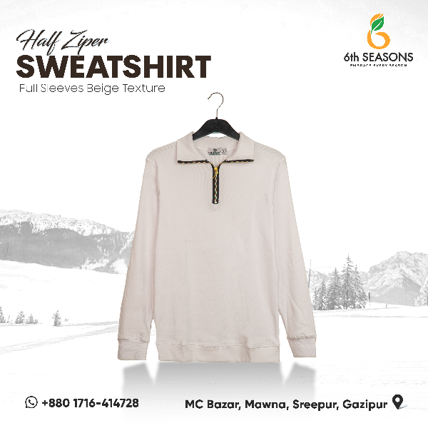 Half Zip Sweatshirt - White - M